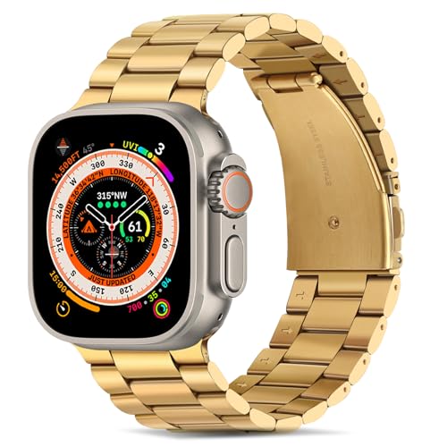 Tasikar Armband Kompatibel mit Apple Watch Ultra Armband 49mm Prämie Edelstahl Metall Ersatz Armband Kompatibel für Apple Watch Ultra 2 Ultra 49mm (Gold) von Tasikar