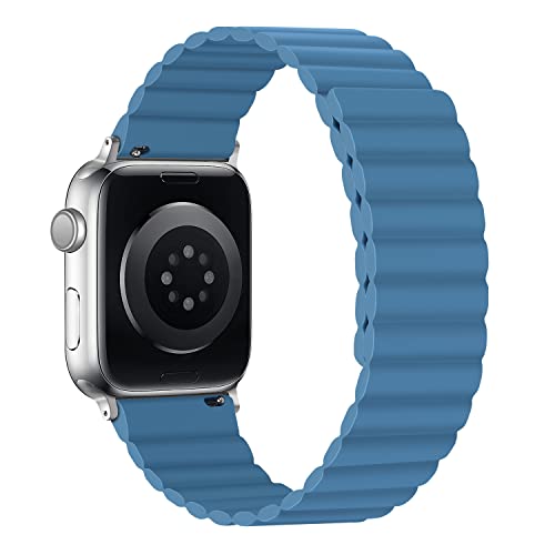 Tasikar Band Kompatibel mit Apple Watch Armband 41mm 40mm 38mm, Silikon Ersatzarmband mit Starkem Magnetverschluss Kompatibel iWatch SE 2 SE Series 9 8 7 6 5 4 3 2 1 (Blau) von Tasikar