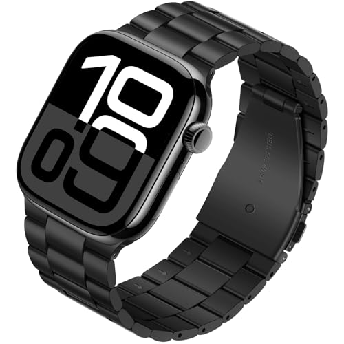 Tasikar Metal Armband Kompatibel mit Apple Watch 42mm(Series 10) 41mm 40mm 38mm Edelstahl Ersatz Armband Kompatibel mit Apple Watch SE 2 SE Series 10 9 8 7 6 5 4 3 2 1, Schwarz von Tasikar