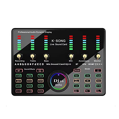 Tassety DJ 10 Soundkarte für Karaoke Podcast Aufnahme Live Streaming Mixed Noise Control Core Wireless Bluetooth von Tassety