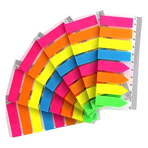 Tassety Neon-Seitenmarker, 6 Sets, durchscheinende Seitenflaggen, fluoreszierende Index-Tabs, Haftnotizen, Tabs mit 12 cm Maß, 960 Stück von Tassety