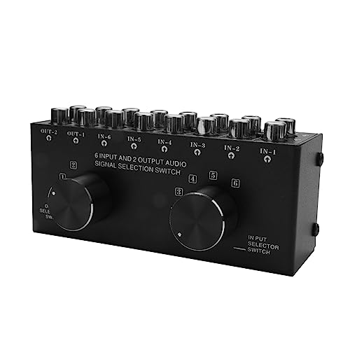 Tassety Switcher 6 in 2 Out or 2 in 6 Out Headphone Speaker Switcher Stereo Signal Selection Switcher, Interface Adopts RCA Design Manual Switch von Tassety