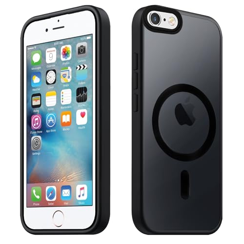 Tawarror Magnetische für iPhone 6/ iPhone 6S Hülle, Matt Transluzente Handyhülle für iPhone 6S Matte Schutzhülle PC Rückseite Kratzfest TPU Stoßfest Anti-Fingerabdruck, Schwarz von Tawarror