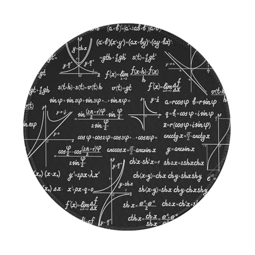 Tcoay 8 Zoll Rundes Mauspad, rutschfeste Gummiunterseite, Wasserdichtes Mauspad,Mathematische Muster Und Berechnungen von Tcoay