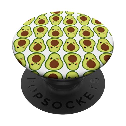 Lustig, niedlich, entzückend, lachend, lustiges Lächeln, grüne Cartoon-Avocado PopSockets Klebender PopGrip von TeaTime Design Studio