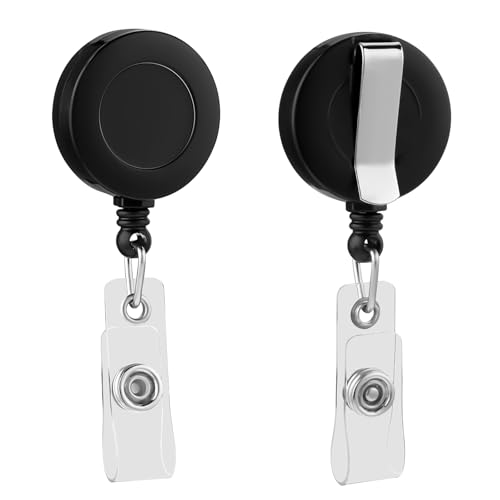 2 Stück Einziehbarer Schlüsselanhänger, Schlüsselanhänger Ausweishalter Retractable Keychain Schlüsselanhänger Ausziehbar Für Id-Ausweis Clip Schlüsselkarte Klettern Fob Id Karte Clip (Schwarz) von Teaaha