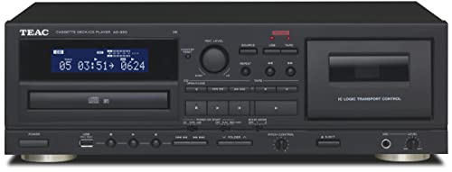 Teac AD-850-SE CD-Player & Kassettenspieler mit USB-Aufnahme & Wiedergabe (Mikrofoneingang, Echoeffekt, Karaoke-fähig, Digital-Analog-Umwandlung) Schwarz von Teac