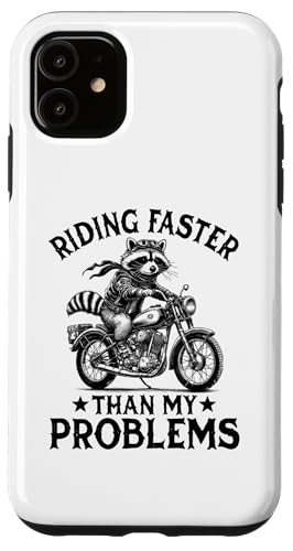 Hülle für iPhone 11 Schneller fahren als meine Probleme Motorcycle Rider Raccoon von Team Trash Raccoon Motorcycle Designs