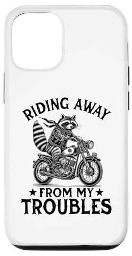 Hülle für iPhone 13 Riding Away From My Troubles Motorradfahrer, Biker, Waschbär von Team Trash Raccoon Motorcycle Designs