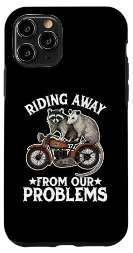 Hülle für iPhone 11 Pro Reit weg von unseren Problemen Motorrad Opossum Raccoon von Team Trash & Raccoon Motorcycle Designs