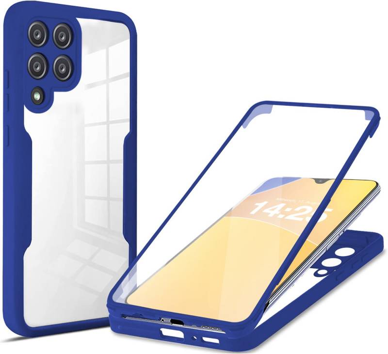 Tec-Expert Handyhülle PC 360 Grad Hülle für Samsung Galaxy A12 - Farbe: Blau -, Rundum Schutz Cover Case Hülle robust von Tec-Expert