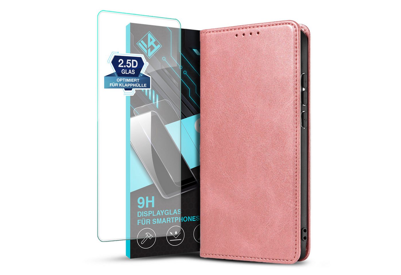 Tec-Expert Handyhülle Tasche Hülle für Samsung Galaxy A35 5G 6.6 Zoll, 6.6", Cover Klapphülle Case mit Kartenfach mit Displayglas von Tec-Expert