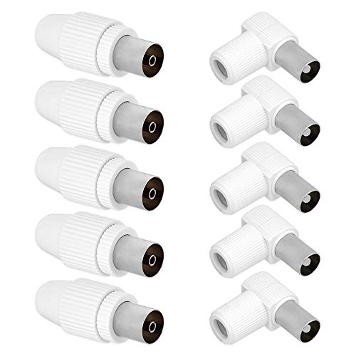 Tecbee TV Antennenstecker IEC Koaxial 5x Antennenbuchse 5x Winkelstecker Koaxialkabel Adapter Antennenkabel von Tecbee