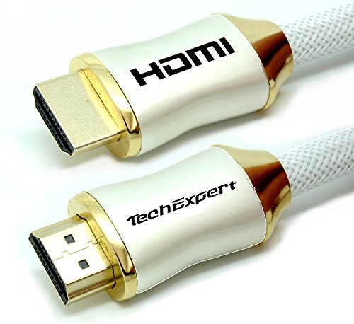 TechExpert Professionelles HDMI-Kabel (HDMI 2.0, Ultra HD, 2160p, 4K, 60 Hz, 3D, Full HD, 1080p, ARC), Weiß von TechExpert