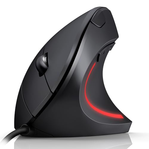 TechRise Vertikale Ergonomische Maus, 6400 DPI 6 Tasten Optische Maus mit Kabel, Vorbeugung gegen Mausarm Tennisar, Vertical Ergonomic Optical Mouse, PC Maus mit Kabel für Computer, Laptop, Mac von TechRise