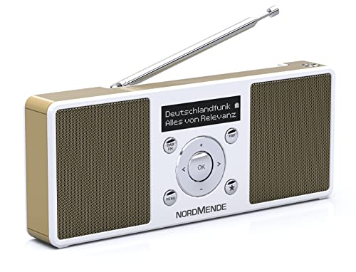 Nordmende Transita 200 tragbares Stereo DAB Radio (DAB+, UKW, FM, Lautsprecher, Kopfhörer-Anschluss, Favoritenspeicher, OLED-Display, Akku, klein, tragbar) weiß von TechniSat