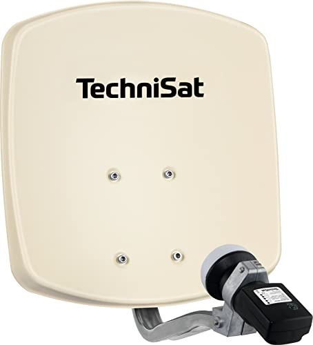 TechniSat DIGIDISH 33 – Satelliten-Schüssel für 1 Teilnehmer (33 cm kleine Sat Anlage - Komplettset mit Wandhalterung und Satfinder V/H-LNB) beige von TechniSat