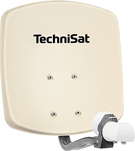 TechniSat DIGIDISH 33 – Satelliten-Schüssel für 2 Teilnehmer (33 cm kleine Sat Anlage - Komplettset mit Wandhalterung und Universal Twin-LNB) beige von TechniSat
