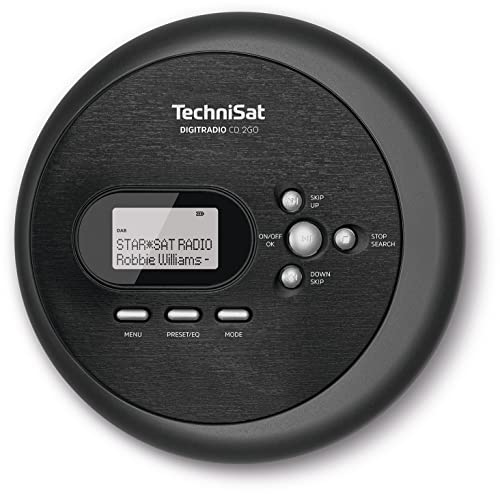 TechniSat DIGITRADIO CD 2GO - portabler CD-Player (Discman, MP3 mit Resume-Funktion, ASP, Kopfhöreranschluss, im Kopfhörer integrierte Antenne, DAB+/UKW Empfang, Equalizer, Favoritenspeicher) schwarz von TechniSat