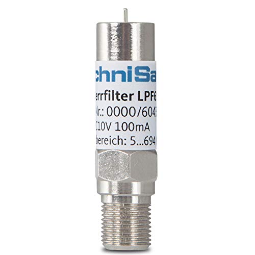 TechniSat LTE-Sperrfilter - Filter zum Schutz vor LTE-Störungen bei DVB-T2 (LPF694, DC-Durchlass, Wasserdicht, Innen- und Außenbereich, F-Buchse/F-Stecker) Silber von TechniSat