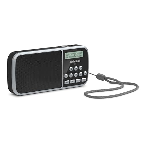 TechniSat VIOLA 3 – portables DAB Radio (DAB+, UKW, LCD Display, Kopfhöreranschluss, USB, Aux-In, LED Taschenlampe, Akku, Favoritenspeicher, klein, tragbar, 1 Watt RMS Lautsprecher) schwarz von TechniSat