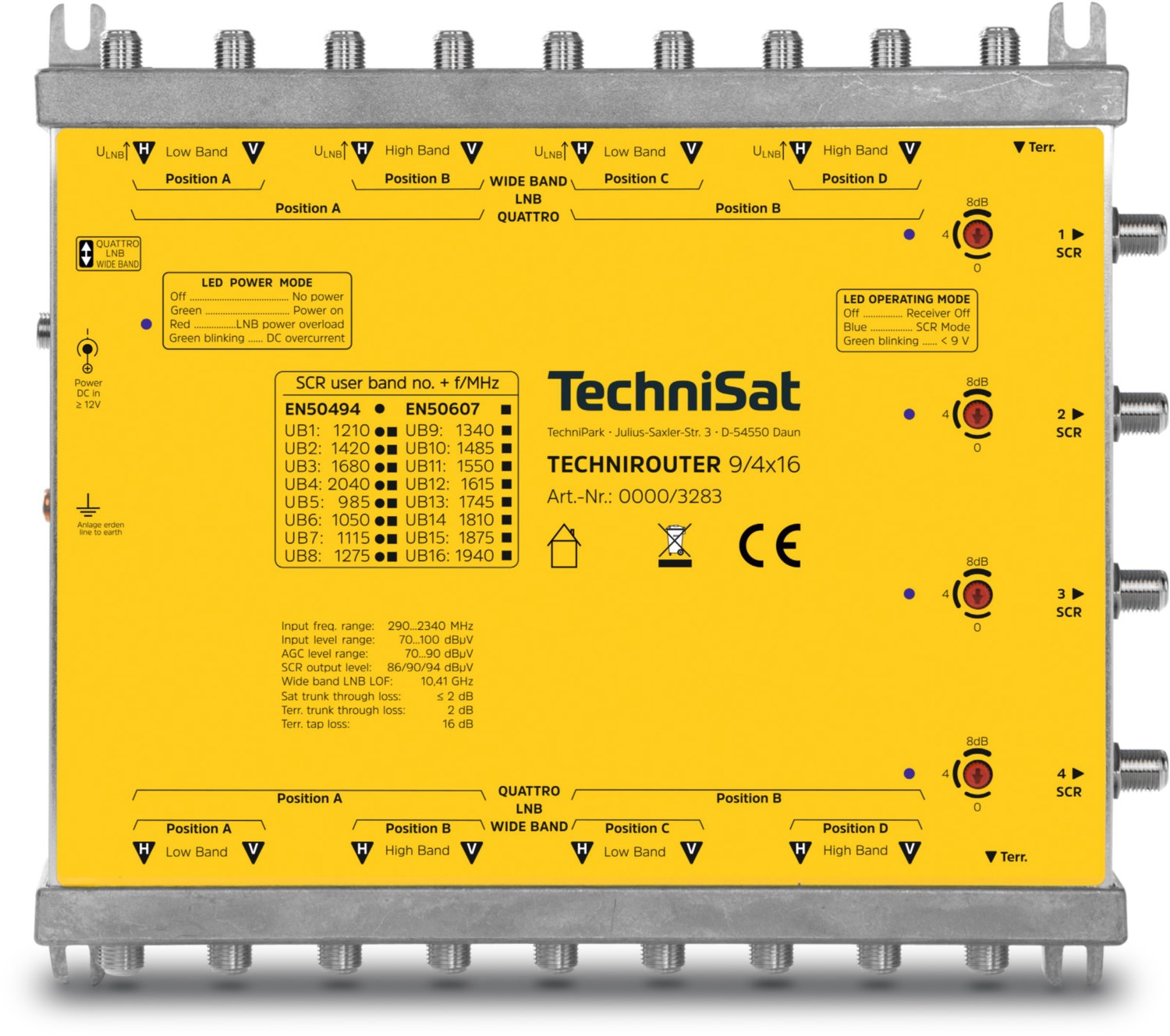 Technirouter 9/4x16 Multischalter silber/gelb von Technisat