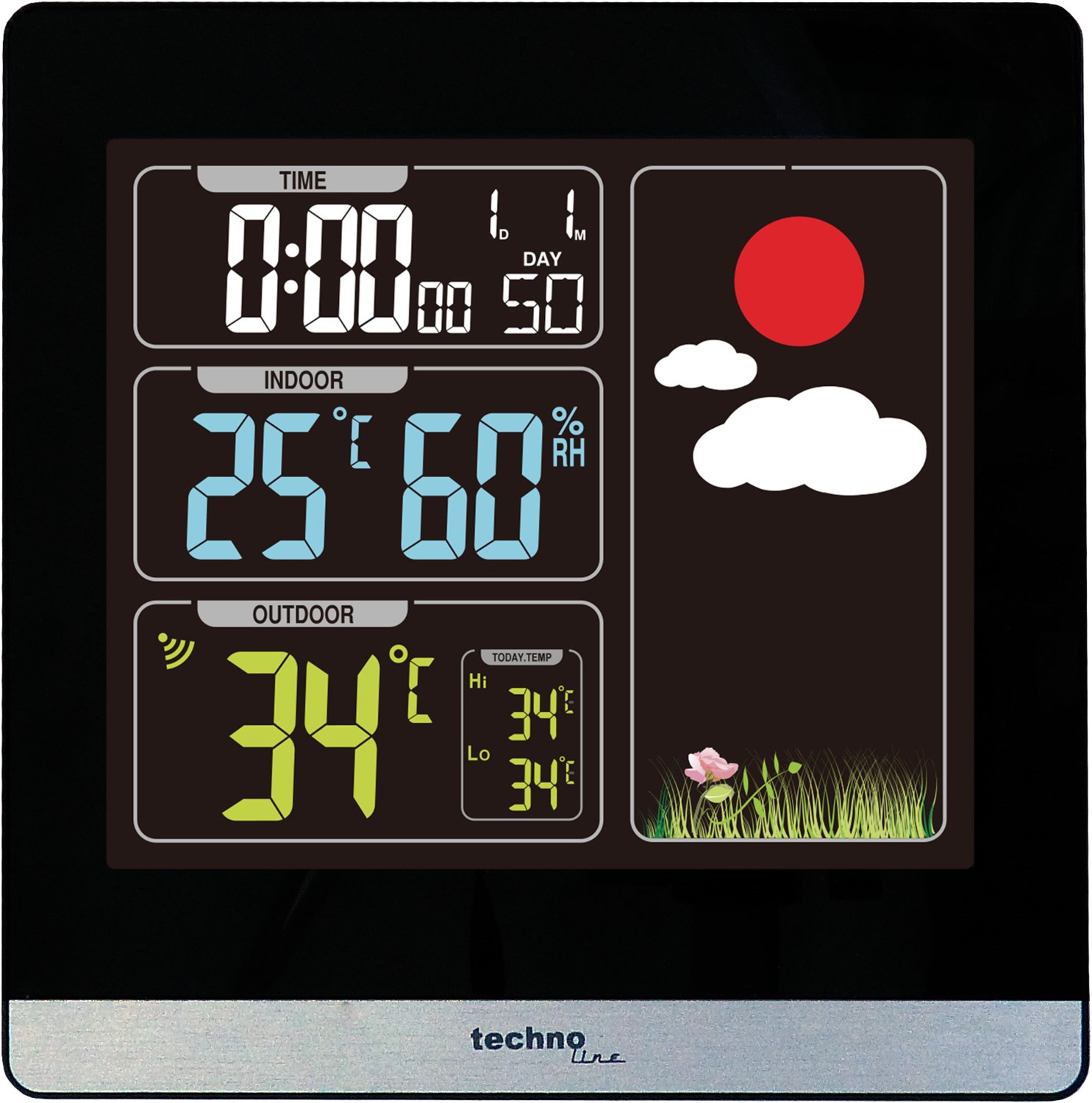 WS 6448 Wetterstation schwarz/silber von Technoline