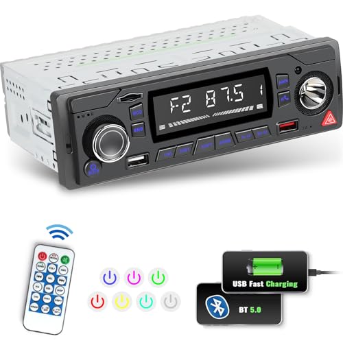 Auto Radio Bluetooth Radio - Autoradio 1 Din - Auto Radio mit FM-Radio APP Standort Ausschalten Speicher Sprachassistent AUX TF USB Disketteneingang + Fernbedienung von Techschermo