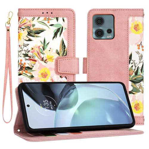 Techsuit FlipCraft Book Wallet Case Hülle mit Band für Motorola Moto G72 - Sweetheart Pink von Techsuit