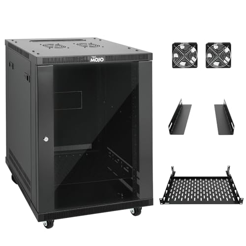 Tecmojo 15U Wandhalterung, 15U Rack 23,6 Zoll Tiefe, hält bis zu 79,8 kg, geschlossenes Wandhalterungs-Rack-Kit für 48,3 cm Netzwerk, Server und AV-Ausrüstung, Glastür (Elite Collection) von Tecmojo