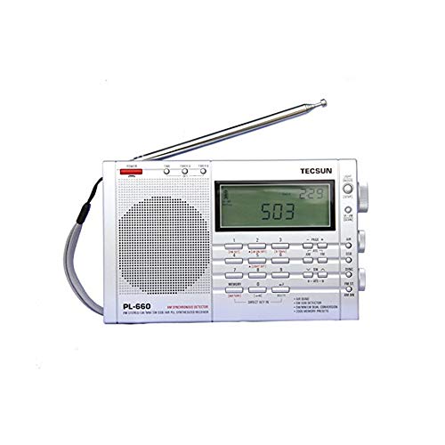 TECSUN PL-660 Dual Conversion Portable Digital Radio FM Stereo/MW/SW/LW/SSB/Air Band Receiver Time Display Alarm Clock Good Choice for Navigation and Amateur Radio Enthusiasts (660EU-Silver) von Tecsun