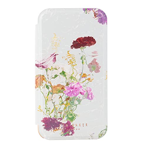 Ted Baker GLADOT Spiegel Folio für iPhone 14 Pro Water Floral Grey Rose Gold von Ted Baker