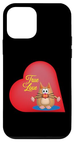 Hülle für iPhone 12 mini Valentinsherz mit Katze im Cartoon-Stil von Tee4Tu / Cookie Money Design