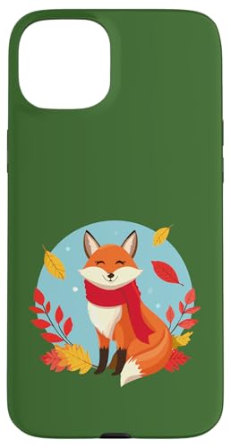 Niedlicher illustrierter Fuchs mit Schal Hülle für iPhone 15 Plus von Tee4Tu / Cookie Money Design