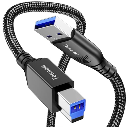 Teeaam USB 3.0 Kabel 3M USB A-Stecker zu USB B-Stecker Datenkabel bis zu 5Gbit/s für z.B. mit Dockingstation, USB 3.0 Hub, Externen Festplatten, Drucker, Scanner, Multifunktionsdruckern usw von Teeaam