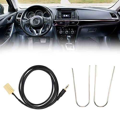 Tefola Autoradio-Aux-Kabel, Auto-Audio-Adapter 6-polig auf 3,5-mm-Klinken-Aux-Kabel mit 2-U-Stil-Werkzeugersatz für Peugeot 206 207 307 308 von Tefola