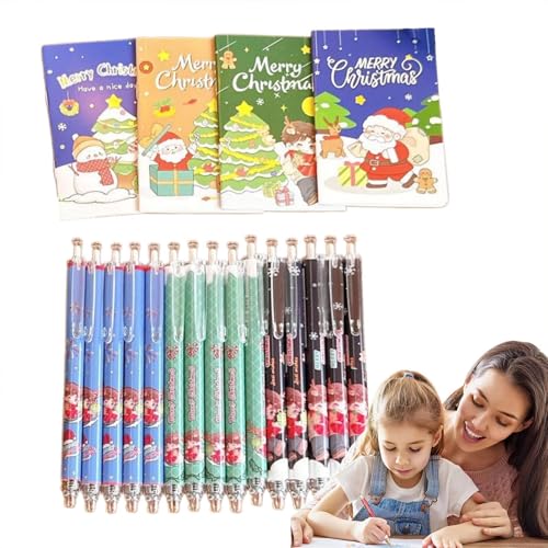 Teksome Niedliches Briefpapier-Set, Weihnachts-Schul-Briefpapier-Set | Weihnachtslustiges Studenten-Briefpapier,Süßes Kinder-Briefpapier, Weihnachtsmann-Briefpapier mit Gelstiften, Notizbüchern, von Teksome