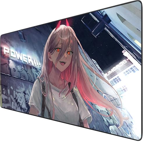 Chainsaw Man Anime-Mauspad, großes Gaming-Mauspad, wasserfest, mit Gummibasis, rutschfest, strukturierte Oberfläche, ideal für PC und Laptop, Maße (800 x 300 mm) von Telabakolu