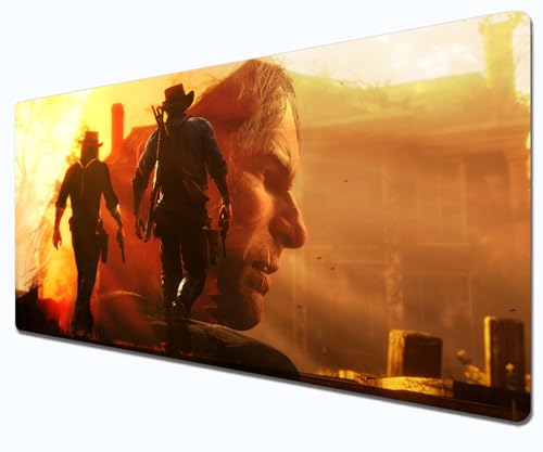 Telabakolu Dead Redemption 2 Mauspad, rot Dead Gaming-Mauspad, XXL, 800 x 300 cm, Büro-Schreibtischunterlage ist groß, wasserdicht, rutschfest, Morgan von Telabakolu