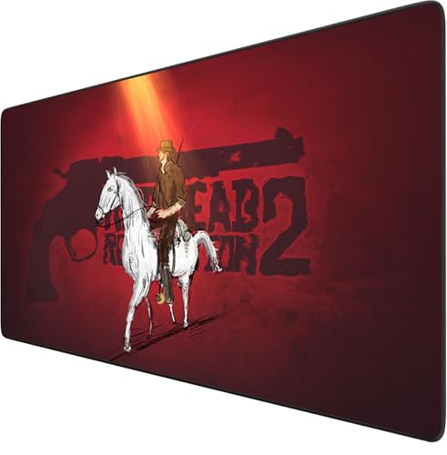 Telabakolu Rthur Morgan Mauspad mit Aufschrift "Dead Redemption 5.1 cm, rotes Gaming-Mauspad, XXL-Mauspad, 900 x 400 x 3 mm, Büro-Schreibtischunterlage ist groß, wasserdicht, rutschfeste von Telabakolu