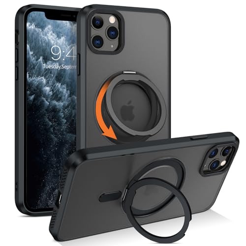 Telaso Magnetische Hülle für iPhone 11 Pro Hülle, [Kompatibel mit MagSafe] mit 360° Drehbarem Ringständer Schlanke, stoßfeste Schutzhüllen für iPhone 11 Pro 5,8 Zoll, Schwarz von Telaso