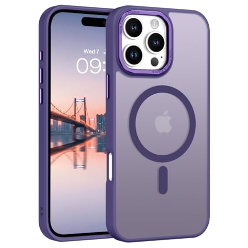 Telaso Magnetische Schutzhülle für iPhone 16 Pro, iPhone 16 Pro, kompatibel mit Magsafe, durchscheinende, matte Rückseite, weicher TPU-Stoßdämpfer, militärische Qualität, Schutzhülle für iPhone 16 Pro von Telaso