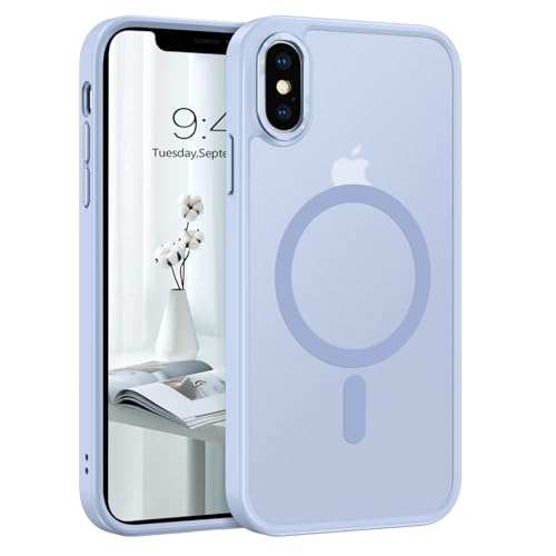 Telaso Schutzhülle für iPhone Xs Max, kompatibel mit Magsafe, durchscheinend, matt, kratzfest, rutschfest, militärische Qualität, magnetische Schutzhülle für iPhone Xs Max, Babyblau von Telaso