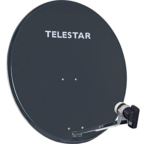 Telestar DIGIRAPID 80A - Satellitenschüssel mit Single-LNB (80 cm Aluminium-Spiegel, vormontierte Masthalterung, 40mm LNB-Halterung, SKYSINGLE HC LNB) schiefergrau, 5109731-AG von Telestar