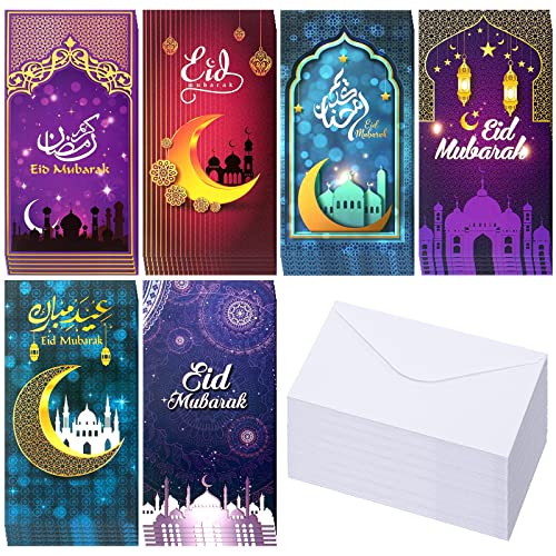 30 Sets Eid Mubarak Geschenkkartenhalter 30 Stück Eid Mubarak Ramadan Grußkartenhalter 30 Stück Eid Mubarak Umschläge 30 Stück Eid Mubarak Aufkleber für islamische Eid Festival Party Geschenke Dekorationen Zubehör von Teling