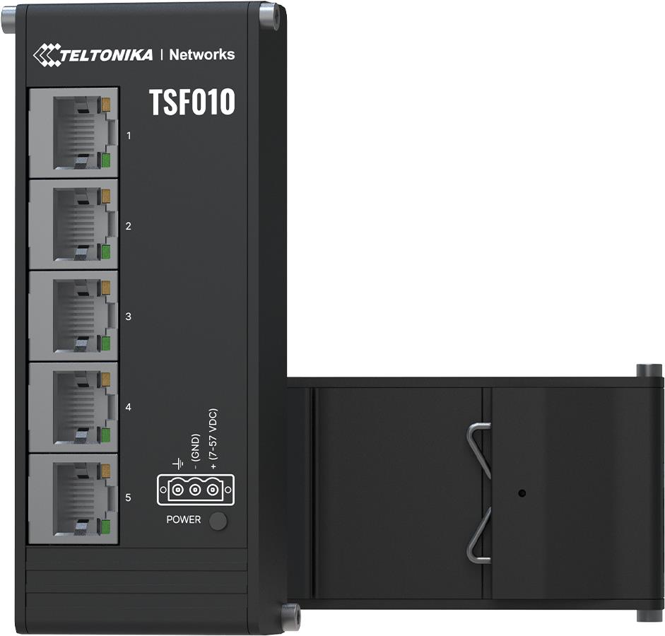 Teltonika NETWORKS TSF010 Flat Ethernet Switch Unmanaged Fast Ethernet (10/100) DIN rail Schwarz (TSF010000000) von Teltonika