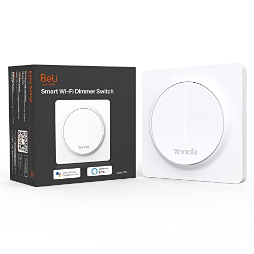 Tenda SS9 Smart Dimmer Lichtschalter- Intelligenter WLAN Lichtschalter mit Touch Panel and Timer, APP/Voice Control, kompatible mit Alexa and Google, Wandschalter, einpolig, benötigt Neutralleiter von Tenda