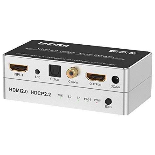 Tendak HDMI 2.0 Audio Extraktor, HDMI Audio Splitter 4K HDMI zu Optisch Spdif Toslink Coaxial und 3,5mm Stereo Audio Konverter Unterstützung 4K@60Hz HDCP 2.2 HDR 3D für Blu-ray DVD Player PS4 Xbox One von Tendak