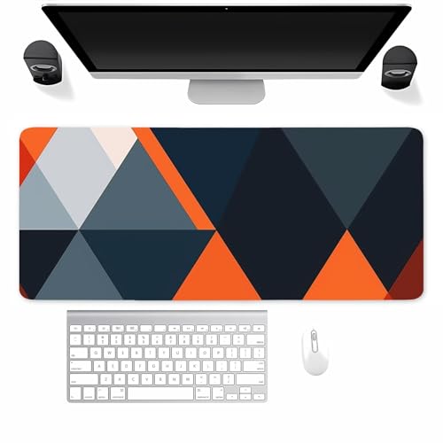 Gaming Mauspad XXL Geometrisches Orange Mousepad 1500x800x2mm Verlängertes groß Mauspad mit vernähten Kanten Waschbares Tischunterlage für Büro, Zuhause, Tastatur von TengYuer