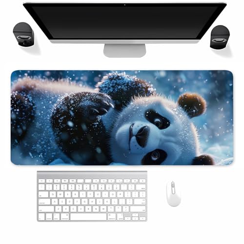 Gaming Mauspad XXL Panda Tier Mousepad 1500x800x2mm Verlängertes groß Mauspad mit vernähten Kanten Waschbares Tischunterlage für Büro, Zuhause, Tastatur von TengYuer